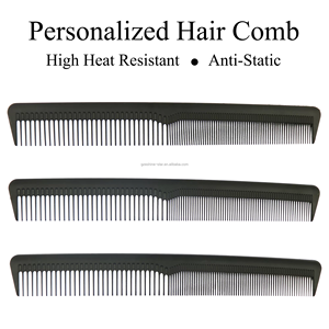 Vente chaude noir antistatique résistant à la chaleur en Fiber de carbone coupe de cheveux peigne de barbier à dessus plat pour salon et <span class=keywords><strong>maison</strong></span> - Product Image 4
