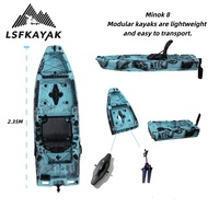 Kayak modulaire léger électrique LSF 2,4 m pour 1 personne, bateau de pêche pour la mer et les sports de plein air avec HDPE durable