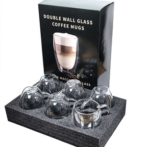Tazas de café de doble pared de vidrio de 80 ml, juego de vasos para expreso, aislamiento térmico antiescaldaduras para adultos - Product Image 5