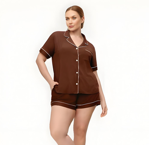 <span class=keywords><strong>Pigiama</strong></span> Estivo da <span class=keywords><strong>Donna</strong></span> Personalizzato di Alta Qualità in <span class=keywords><strong>Modal</strong></span>, Maniche Corte, Bottoni, 2 Pezzi, Taglie Forti, in Cotone Bambù - Product Image 1