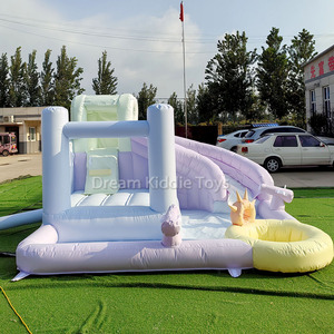 Castello Gonfiabile a Forma <span class=keywords><strong>di</strong></span> Sirena in PVC Pastello con Scivolo e Piscina per Bambini, Combo Casa Rimbalzante da Giardino - Product Image 3