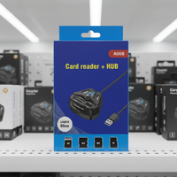 HUB USB con Lector de Tarjetas, 2 Puertos USB 2.0 + 1 Tipo-C, Compatible con SD/MS/TF/M2, Cable de 60 cm, 480 Mbps, Compatible con Windows, Mac, Linux