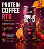 Café Proteico RTD en Lata de 330 ml o Botella PET, Latte Frío Listo para Beber, Paquete de 24 y 12 Unidades para Compradores de América del Norte, OEM