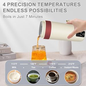 500ml Portable Mini Electric Kettle Temperature Controlled Electric <b>Heating</b> Water Cup Kettle Boiler for Household Travel - Product Image 6