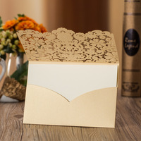 Carte d'invitation de mariage floral de luxe coupée au Laser rouge doré, diamant, décoration de réception de bébé, fournitures de fête