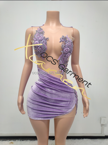 Ocstrade <span class=keywords><strong>Abito</strong></span> da Compleanno <span class=keywords><strong>Viola</strong></span> con Ricami Scintillanti e Strass Argento, Elegante Vestito <span class=keywords><strong>Mini</strong></span> da Donna con Collo a O e Volant per Cocktail Party e Club - Product Image 4