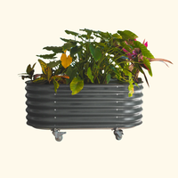 Lit de jardin surélevé galvanisé avec roues Boîte à fleurs surélevée pour l'extérieur Lits à fleurs en métal auto-arrosés pour patio Herbes végétales