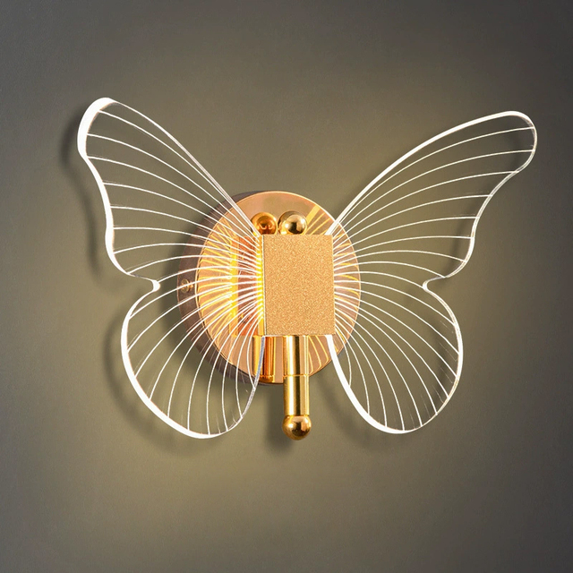Modern LED Wall Lamp Butterfly-Inspired Iron Body for Nordic-Style Indoor Lighting for Hotels Bedsides Bedrooms TV Walls