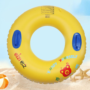 Adult <b>Inflatable</b> Swimming Ring Yellow Blue Handles Thickened PVC <b>Float</b> For Swimming Water Sports Unisex Size Large - Product Image 3