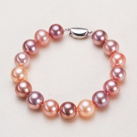 Bracelets en argent 925 unisexe en forme de perle d'eau douce Edison de qualité AAAAA/AAAA, rose/violet, sélection en direct de Zhuji