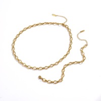 Ensemble Collier et Bracelet Chaîne Cubaine Style Vintage, Plaqué Or 18K, Acier Inoxydable Anti-ternissement, Maillons Irréguliers, pour Fêtes et Anniversaires