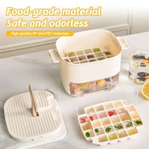 Press-Type Ice Cube Mold <b>Box</b> for Freezer, Easy Press to Release Ice, Ice Cube Tray with Storage Bin 2 Trays 1 Ice Bucket & Scoop - Product Image 3