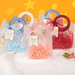 Sac cadeau en PP givré avec logo personnalisé, ruban et carte en raphia pour mariage, fête, événement professionnel, emballage cadeau - Product Image 2