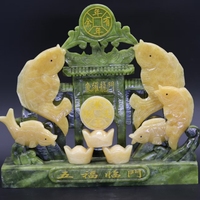 Artisanat personnalisé Fengshui poisson Jade poisson sculptures chinois Fengshui Jade décoration de la maison poissons Statue