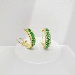 Pendientes de plata 925 personalizados, elegantes, con gancho, de moda casual para mujer, con cristal vintage, esmeralda y circonita, en colores verde y amarillo oro 2026 - Product Image 4