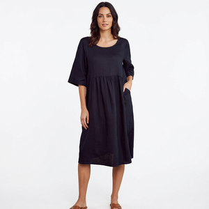Robe d'été classique en lin pour femme, décontractée et élégante, en lin écologique, coupe trapèze avec poches - Product Image 2