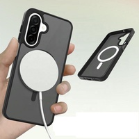 Étui magnétique transparent mat de haute qualité pour Samsung A17 A16 A26, design moderne, coque arrière rigide - Noir