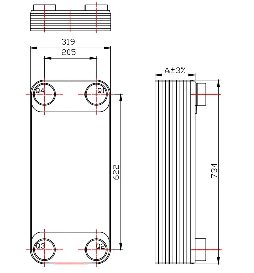prix inoxydable d'échangeur de chaleur de plat de production faite sur commande d'échangeur de chaleur de plaque d'acier de 200-80D 304/316L