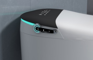 WC intelligent moderne à réservoir encastré, allongé, avec chasse automatique et capteur au pied - Product Image 6