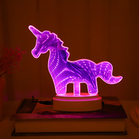 Lampe d'amour rêveuse à LED en forme de cœur Lumière tunnel 3D unique Tête d'animal Éclairage décoratif pour chambre à coucher et bureau