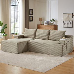 L-Shaped Sectional <b>Sofa</b> Set with Deep Seat Modular Sleeper No Assembly Required Upholstered Washable for Living Room <b>Hotel</b> Villa - Product Image 1