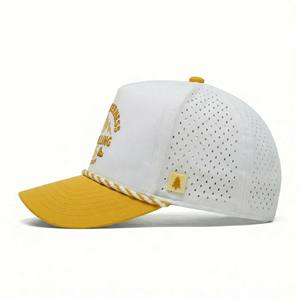 Casquette de sport en polyester imperméable à 5 panneaux avec logo personnalisé, perforations découpées au laser, style Dad Hat, avec corde, pour <span class=keywords><strong>le</strong></span> <span class=keywords><strong>golf</strong></span> et <span class=keywords><strong>le</strong></span> baseball - Product Image 3