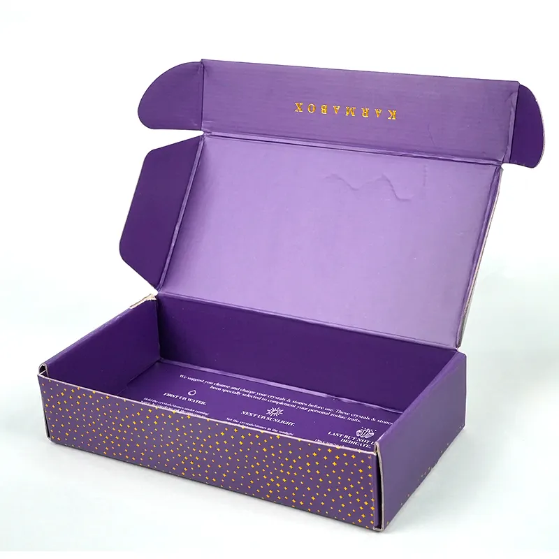 New Arrival Purple Color Customized Most Popular Items Corrugated Mailer Paper Gift Box With Gold Foil Stamping