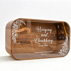 Wooden <b>Wedding</b> <b>Card</b> <b>Box</b> 20x12x7.5cm Personalized Gift <b>Box</b> For <b>Wedding</b> Reception - Product Image 4