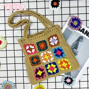 Mode rétro Art tricot à la main femmes sacs à bandoulière 2025 grand-mère carré Crochet fleur <span class=keywords><strong>sac</strong></span> - Product Image 3