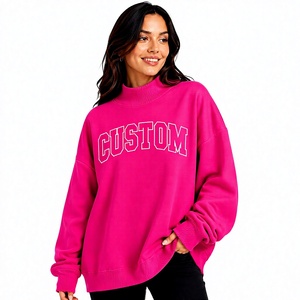 Women's <b>Drop</b> Shoulder Pullover Mock Neck Sweatshirt Customized Embroidered Letter Breathable Eco-Friendly Winter/Autumn - Product Image 1