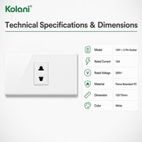 Plaque murale de sécurité intérieure IP20, prise universelle modulaire à 2 trous, 16A 250V, obturateur de sécurité, PC blanc brillant pour appartement