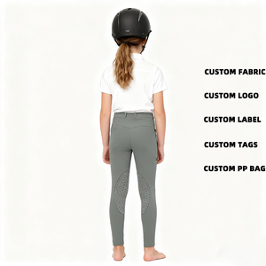 Pantalons d'équitation tricotés pour enfants, antidérapants, avec deux poches latérales, pantalons d'équitation taille haute, vêtements d'équitation - Product Image 2