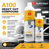 North Wolf A100 Heavy Cut 3 en 1, composé de polissage automobile, de glaçage et de finition pour plastiques, 500ml/1L