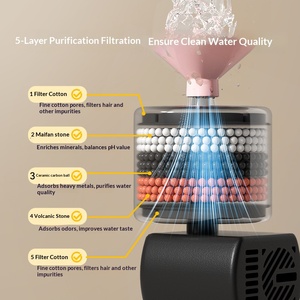 Perlengkapan Hewan Peliharaan Grosir, Tempat Minum Kucing Otomatis dengan Filter 5 Lapis |   Mangkuk Minum Segar untuk Kucing & Anjing - Product Image 4