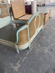 Vintage French Provincial Solid Wood <strong>Cane</strong> Rattan <strong>Bed</strong> Hand Carved Gilded Bedroom <strong>Bed</strong> Frame King Queen Size - Product Image 3