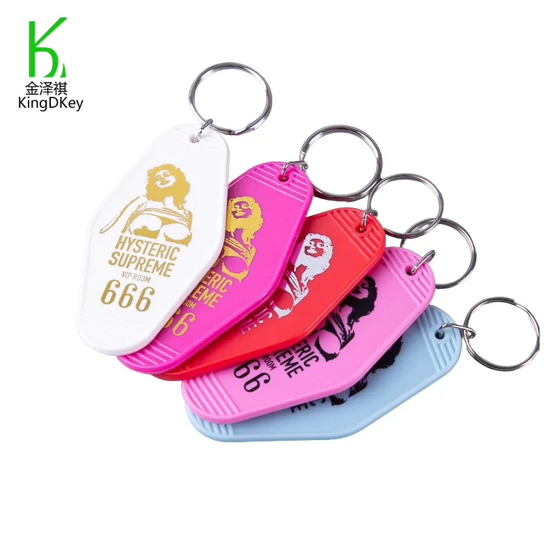 Porte-clés porte-clés personnalisé, rétro, pour hôtel, en plastique souple, PVC, en alliage de Zinc, 1 pièce