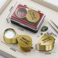 30X21mm Magnifier Magnifying Eye Glass Lens for Inspection Triplet Gold Customized Logo Foldable Chrome Jewelers Loupe