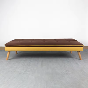 Durable Solid Wood Leg Convertible <b>Sofa</b> Bed Brown Blue Multi Functional <b>Folding</b> Couch for Apartment and Dorm Use - Product Image 3