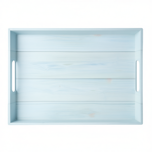 Bandeja de Servir con Diseño de Tulipanes en Color Azul Claro y Acabado de Madera, Bandeja Decorativa con Asas para Decoración del Hogar - Product Image 2