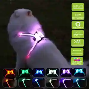 High Quality Comfortable Dog Custom Night Super Bright Led Flashing Harness Reflective Lights Personalized Nylon Quick Release