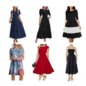 Vestidos Casuales de Verano Estampados para Mujer, Mezcla de Algodón/Poliéster, Venta al Por Mayor, Alta Calidad, Sin Marca, Guangdong - Product Image 5