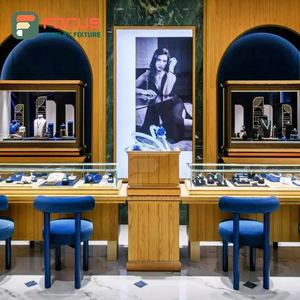 Vitrine de présentation de bijoux en verre haut de gamme moderne, en bois et métal, avec éclairage LED, pour boutique de détail, présentoir intérieur - Product Image 4