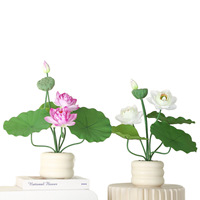 Fleur de lotus artificielle en PVC, plante en pot, arrangement décoratif hydroponique de fausse verdure pour hall d'hôtel et décoration intérieure