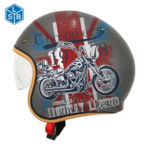 Helm setengah wajah klasik desain kustom mewah, helm olahraga sepeda motor keamanan Vintage