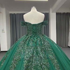 Lsany218 Robe de bal pour fille, style moderne, avec appliques, taille naturelle, pour Sweet 16 et Quinceañera, prix usine émeraude - Product Image 4