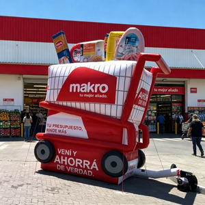 Chariot de courses gonflable <span class=keywords><strong>géant</strong></span> personnalisé, chariot de supermarché, accessoire publicitaire, tissu Oxford, logo personnalisé imprimé pour la vente au détail - Product Image 1