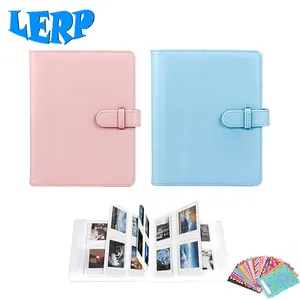 Lerp & Atacado foto álbuns personalizados 256 bolsos Pu gravado couro Instax Mini Photo Album