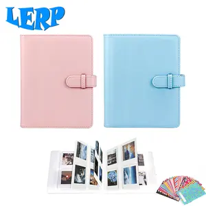 Lerp & Großhandel Fotoalben benutzer definierte 256 Taschen Pu geprägtes Leder Instax Mini Fotoalbum