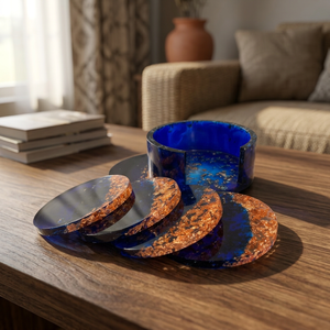 Premium Epoxy Resin Crafts <b>Gold</b> Glitter <b>Coasters</b> Handmade Luxurious Drinkware Elegant Stylish Tabletop Sparkling Resin - Product Image 1