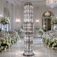 Lampadaire LED en forme de pilier de cristal pour décoration d'allée de mariage, éclairage jaune télécommandé, toile de fond pour événements